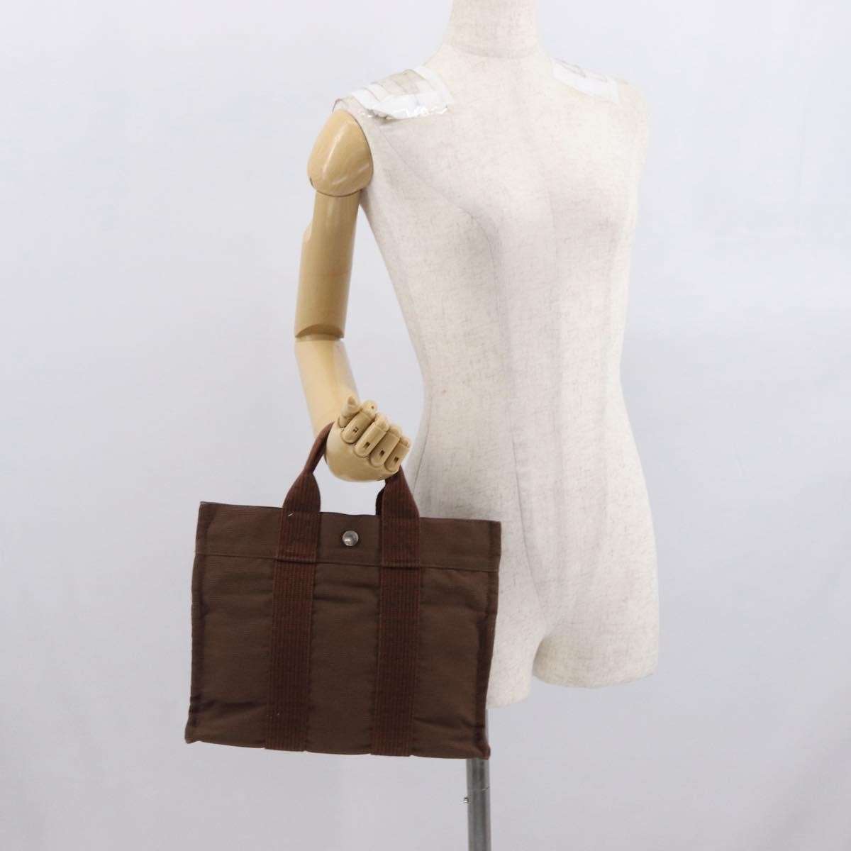 Hermes Fourre-Tout Herline Canvas Brown Canvas Tote Bag Bag (Pre-Owned)
