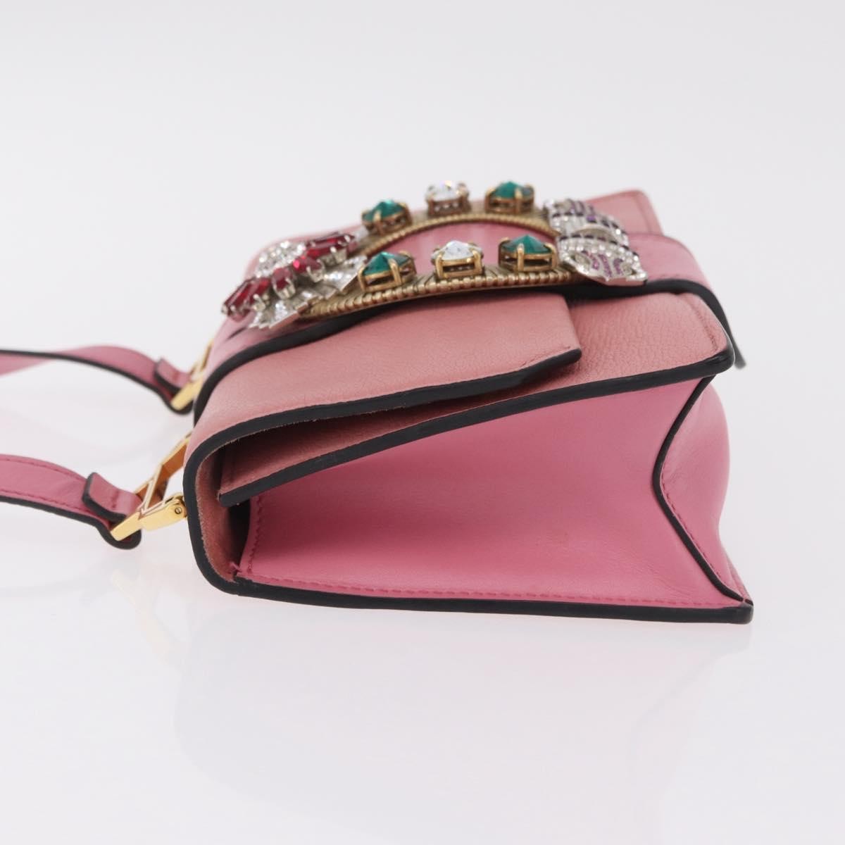 Miu Miu Madras Crystal Buckle Leather Pink Leather Shoulder Bag Bag (Pre-Owned)