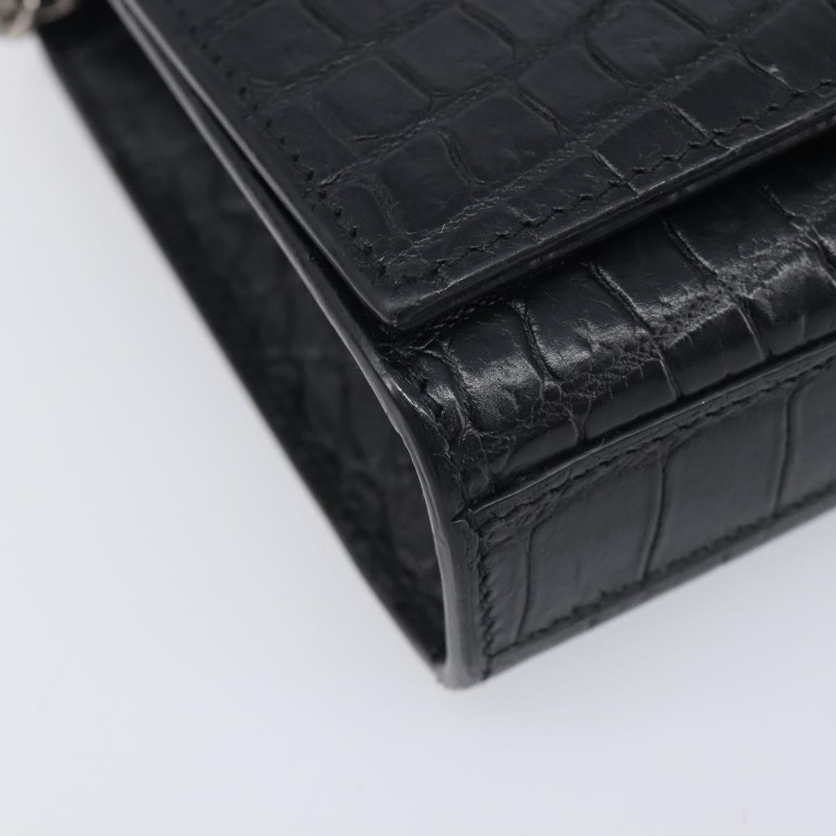 Saint Laurent Classic Monogram Tassel Chain Crocodile Embossed Leather Black Leather Crossbody Bag Bag (Pre-Owned)