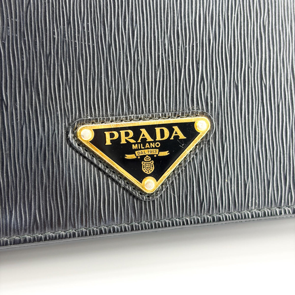 Prada Wallet On Chain Saffiano Leather Black Leather Crossbody Bag Bag (Pre-Owned)
