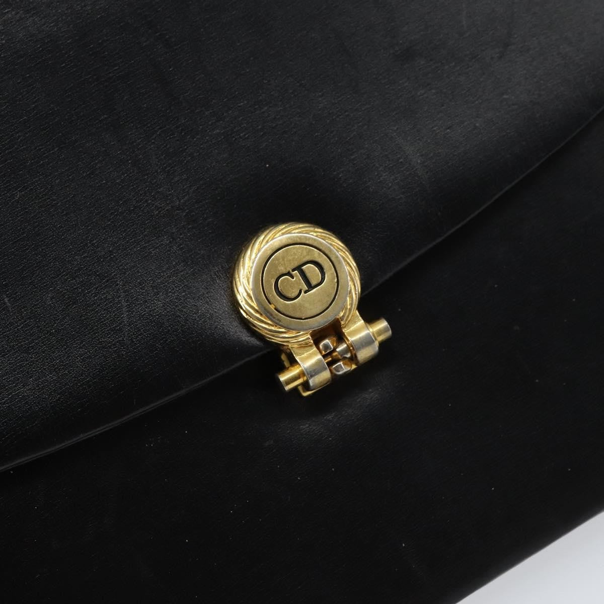 Christian Dior Vintage Chain Flap Leather Black Leather Shoulder Bag Bag (Pre-Owned)