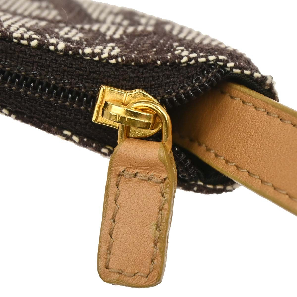 Christian Dior Vintage Saddle Zip Coin Purse Diorissimo Canvas Brown Canvas Clutche & Pouche Bag (Pre-Owned)