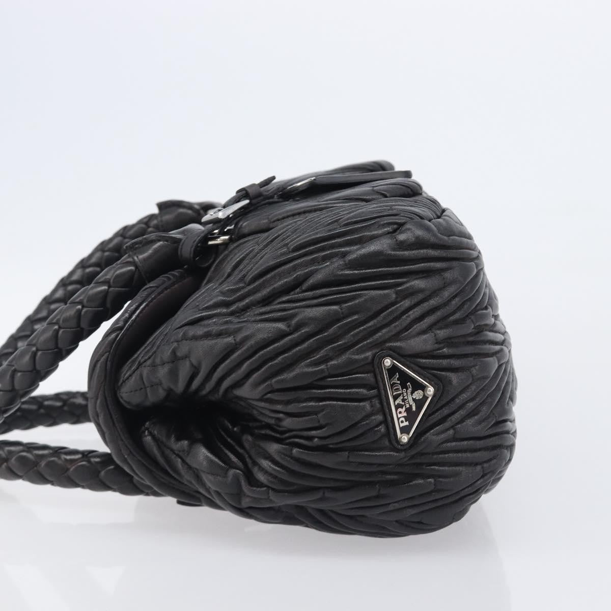 Prada Flap Chevron Nappa Black Leather Shoulder Bag Bag (Pre-Owned)