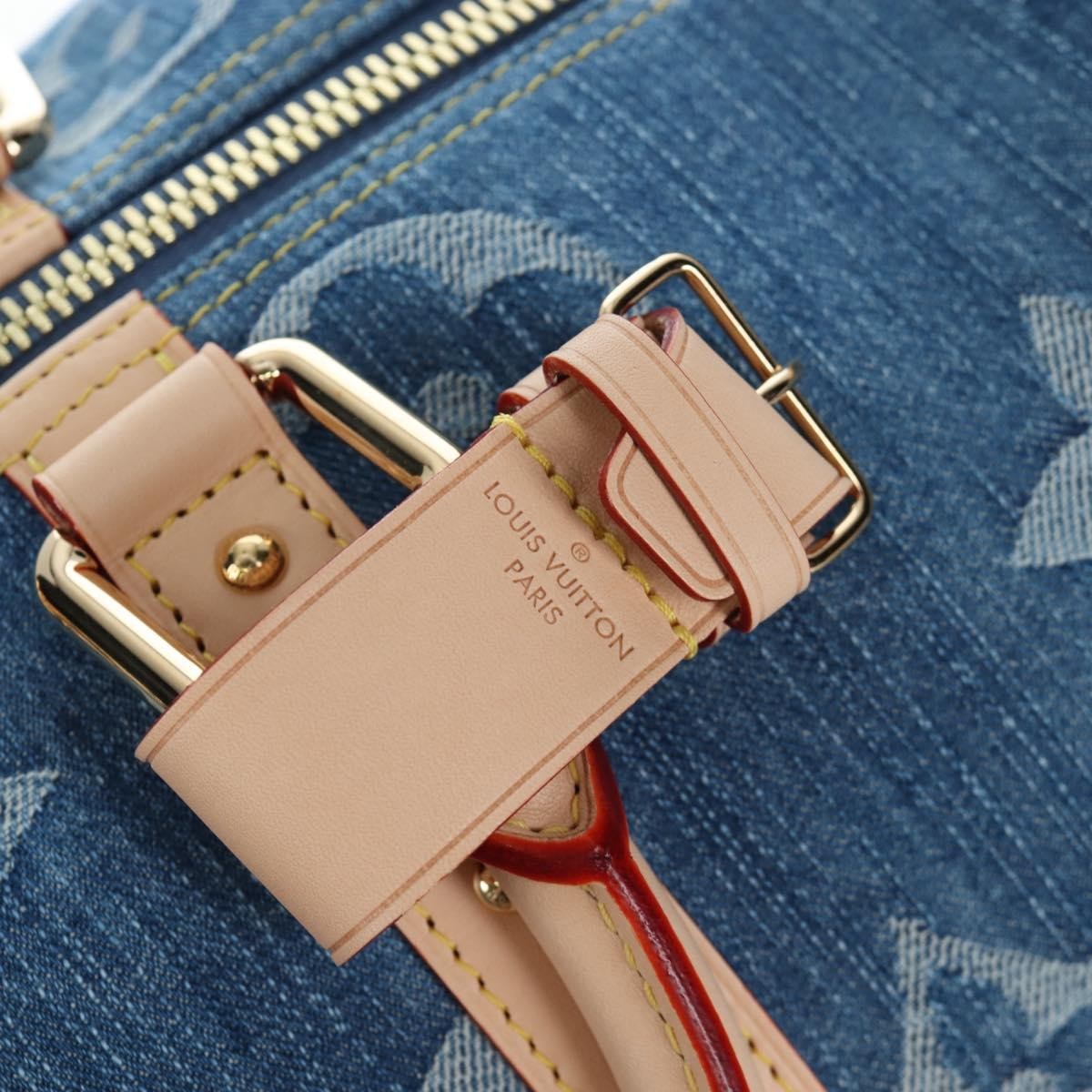 Louis Vuitton Keepall Bandouliere Limited Edition Monogram Watercolor Stripes Denim Blue Denim_Jeans Travel Bag Bag (Pre-Owned)
