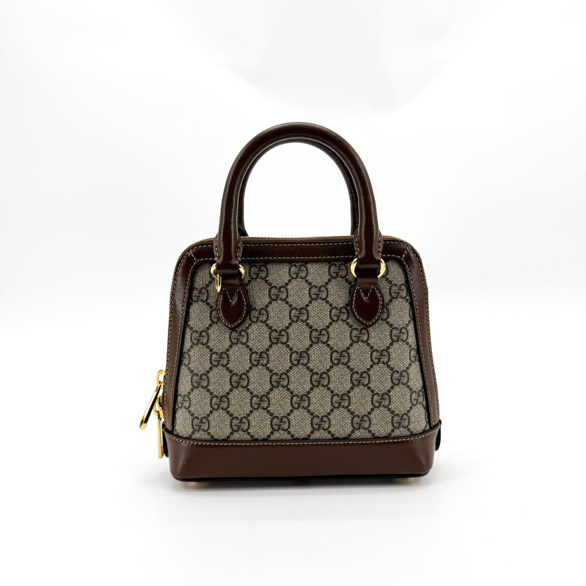 Gucci Horsebit 1955 Top Handle Gg Coated Canvas With Leather Brown Canvas Handbag (Pre-Owned)