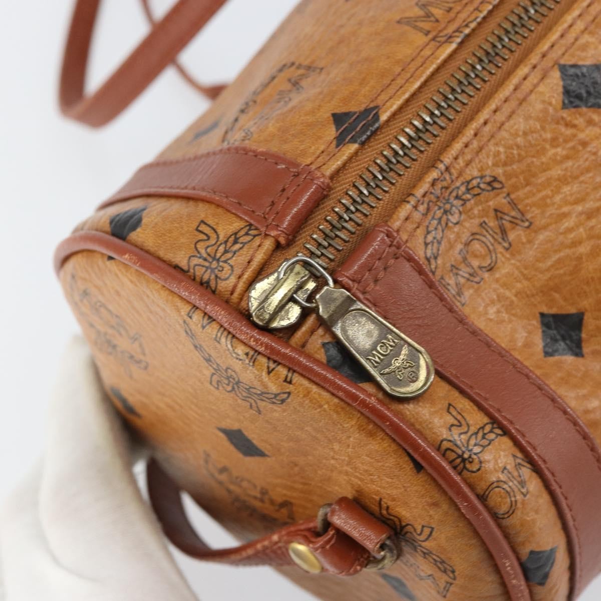 MCM Visetos Canvas And Leather Brown Canvas Shoulder Bag Bag (Pre-Owned)