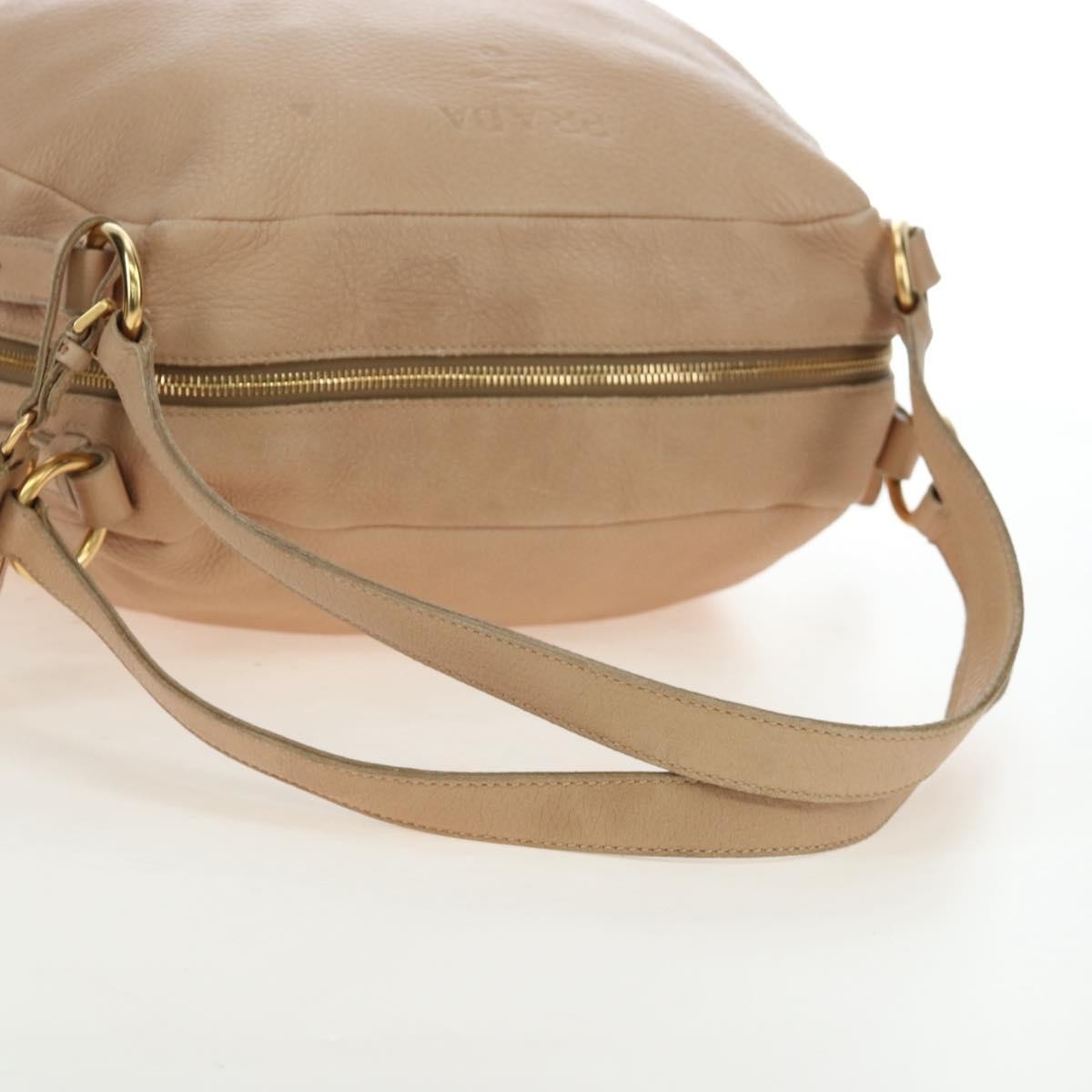 Prada Tote Leather Beige Leather Tote Bag Bag (Pre-Owned)