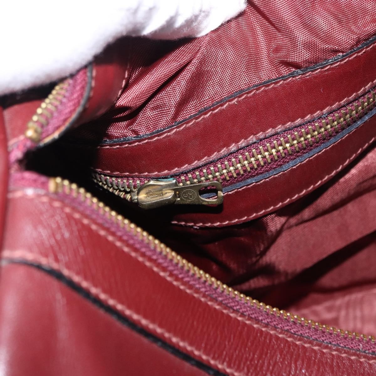 Cartier Must De Cartier Boston Leather Burgundy Leather Travel Bag Bag (Pre-Owned)
