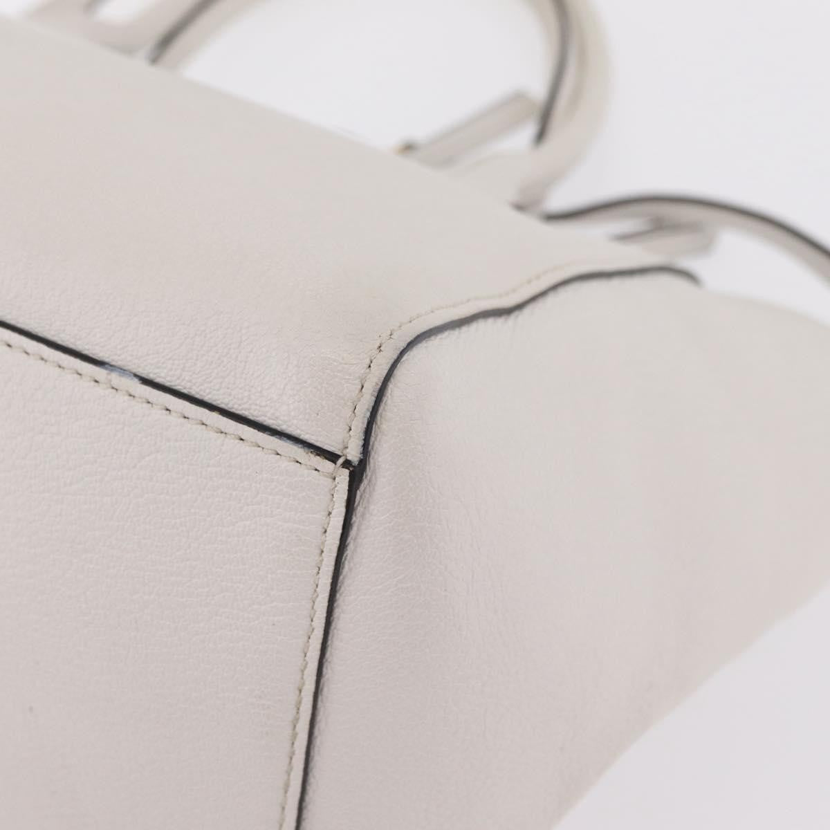Miu Miu Madras Front Zip Leather White Leather Tote Bag Bag (Pre-Owned)
