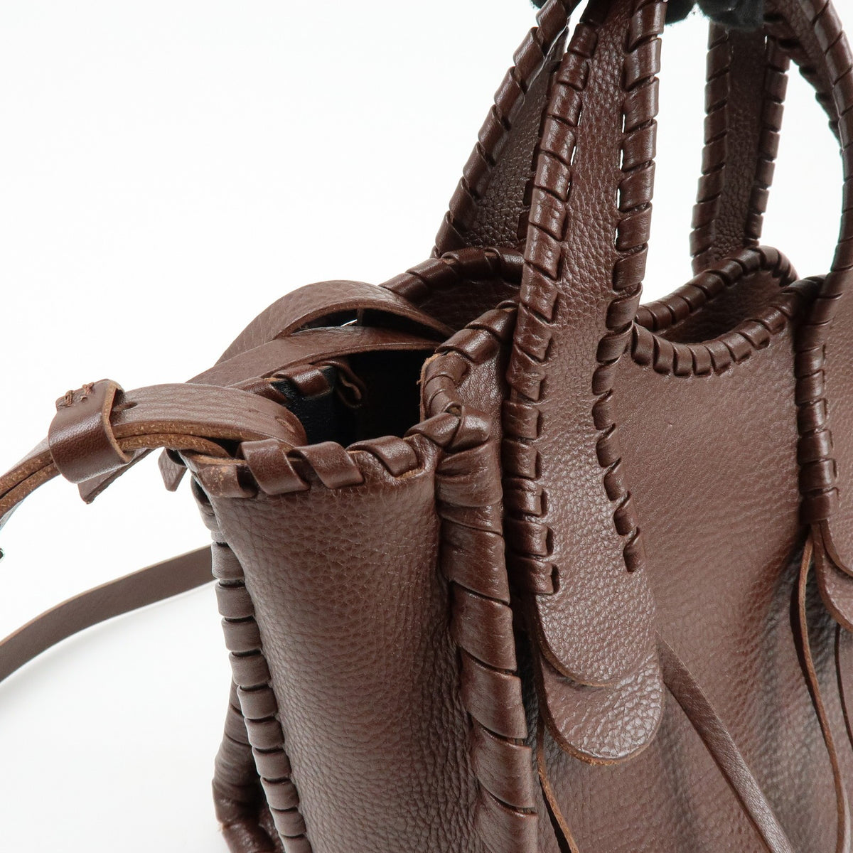 Chloe Mony Leather Brown Leather Tote Bag Bag (Pre-Owned)