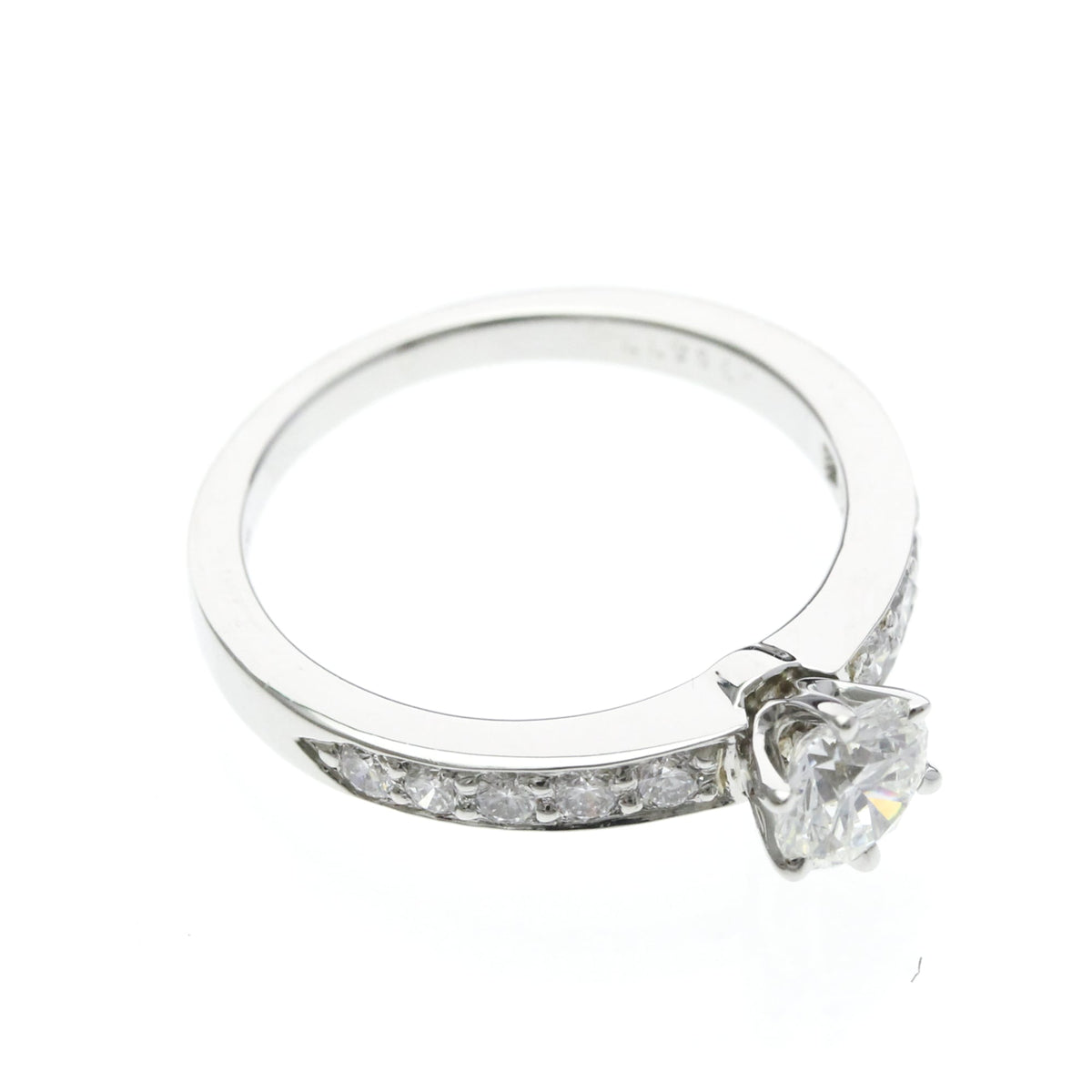 Tiffany & Co. Solitaire Ring With Channel Set Band Platinum With Rbc Diamond F/Vs1 Silver Platinum Ring Jewelry (Pre-Owned)