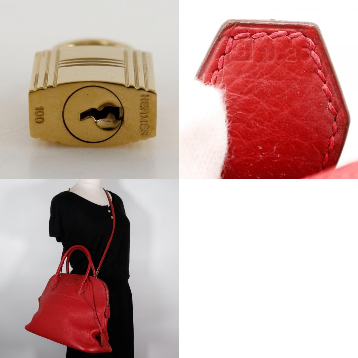 Hermes Bolide Clemence Red Leather Handbag (Pre-Owned)