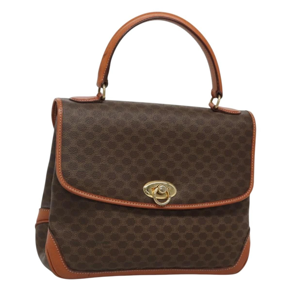 Celine Vintage Macadam Canvas Brown Canvas Handbag (Pre-Owned)