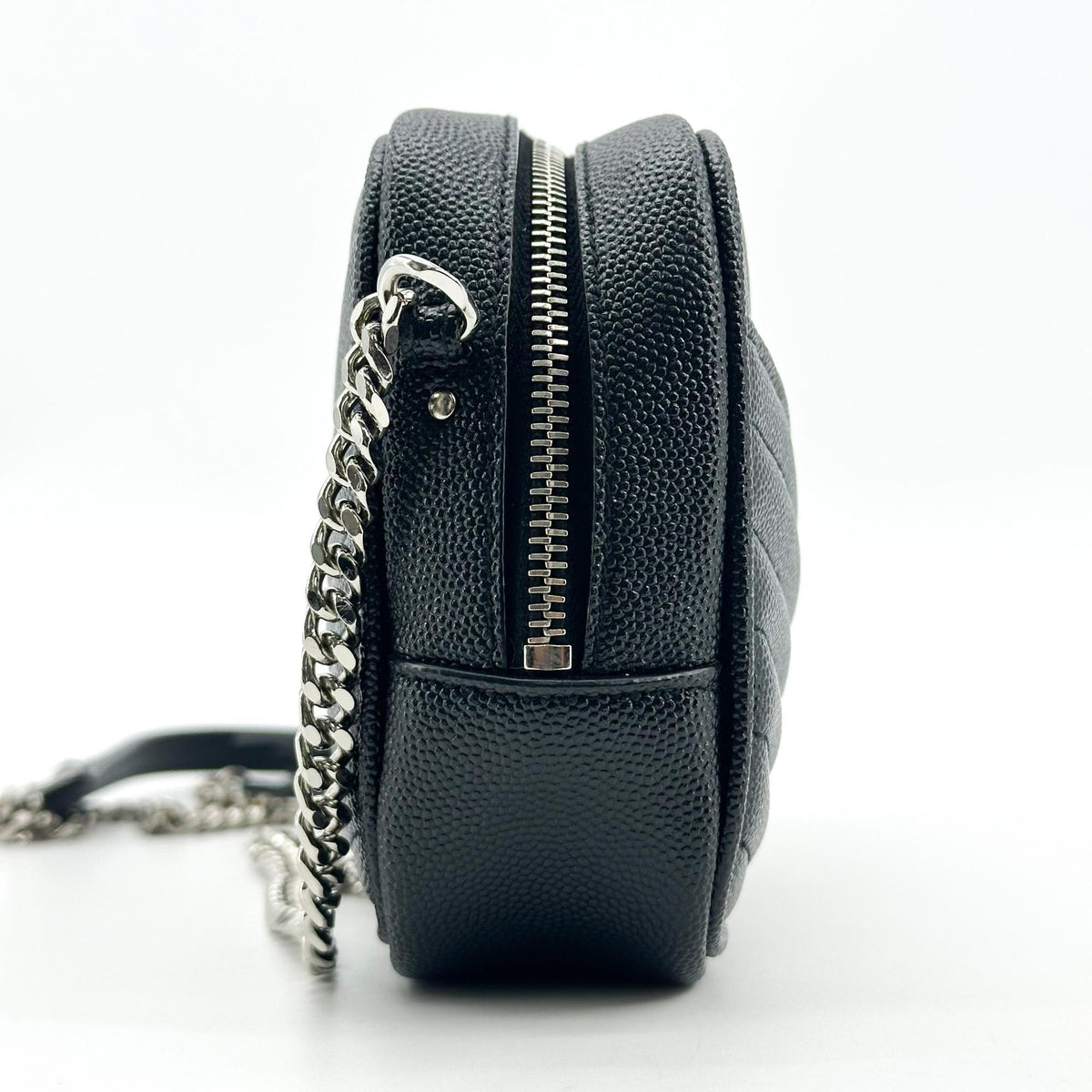 Saint Laurent Lou Camera Matelasse Chevron Leather Black Calfskin Handbag (Pre-Owned)