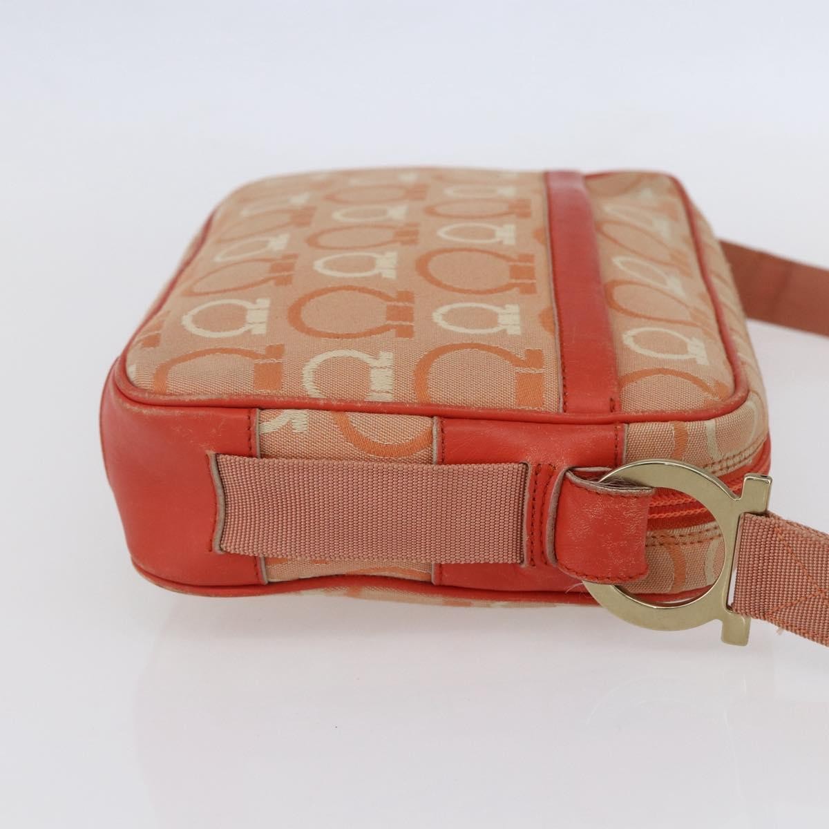 Salvatore Ferragamo Gancini Canvas Orange Canvas Shoulder Bag Bag (Pre-Owned)