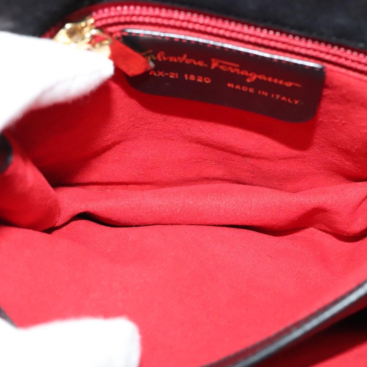 Salvatore Ferragamo Gancini Suede Black Suede Shoulder Bag Bag (Pre-Owned)