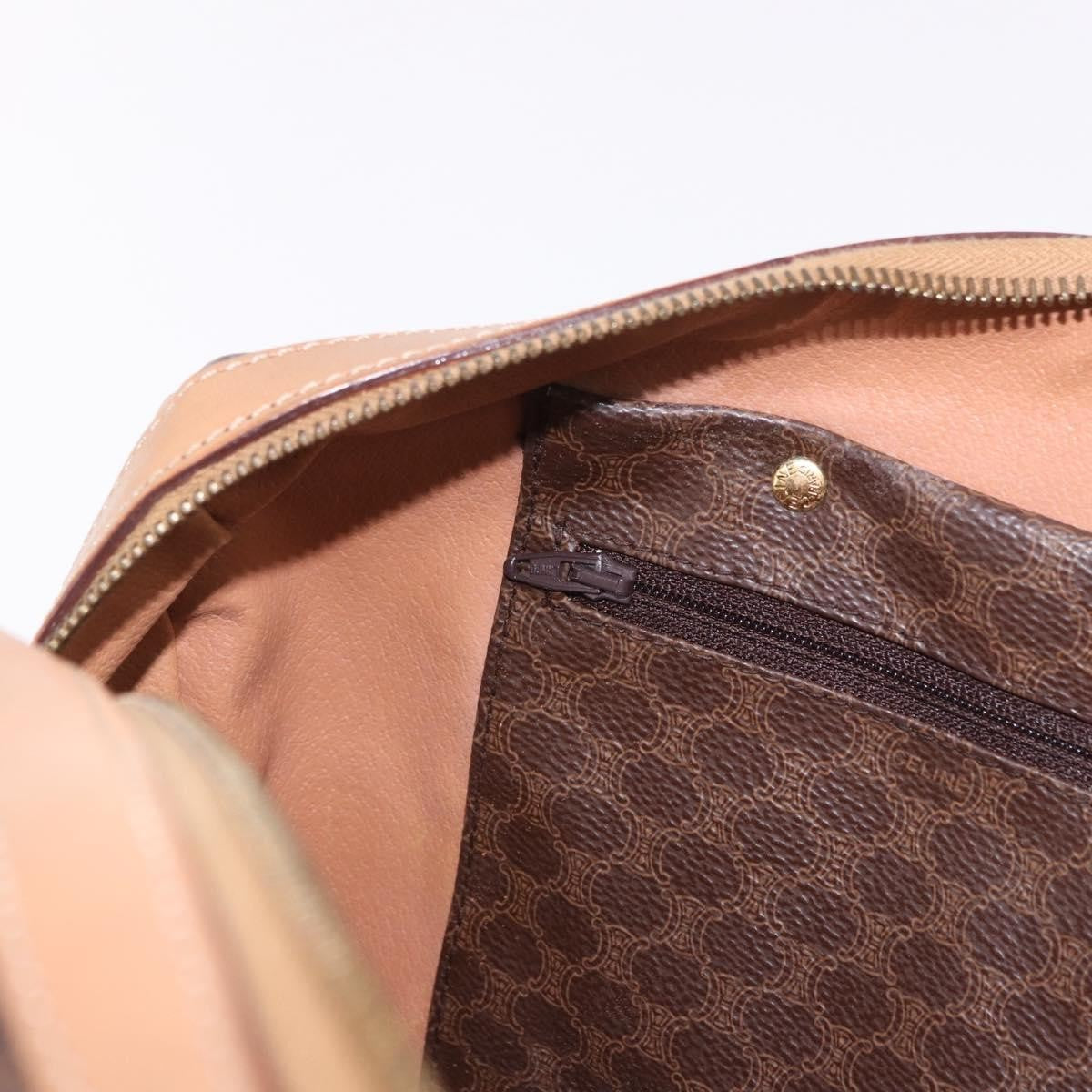 Celine Vintage Boston Macadam Coated Canvas Brown Pvc Handbag (Pre-Owned)