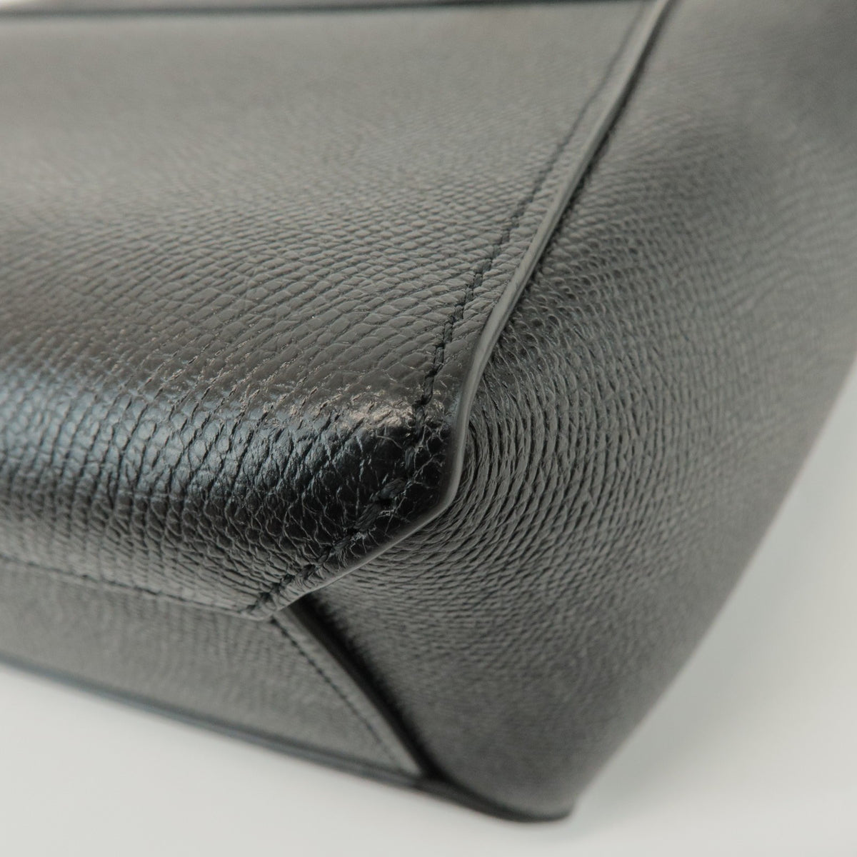 Celine Belt Textured Leather Black Leather Handbag (Pre-Owned)