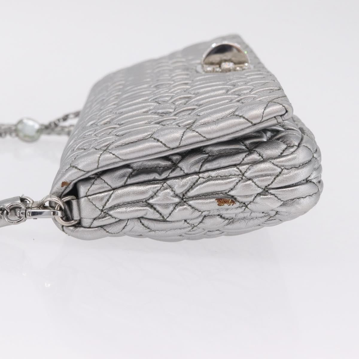 Miu Miu Crystal Clutch Matelasse Leather Silver Leather Clutche & Pouche Bag (Pre-Owned)