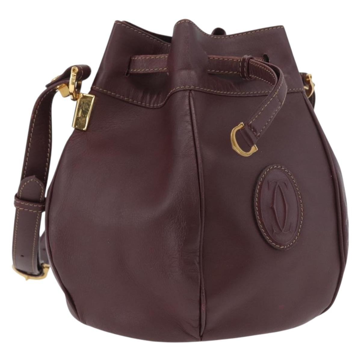 Cartier Must De Cartier Leather Burgundy Leather Shoulder Bag Bag (Pre-Owned)