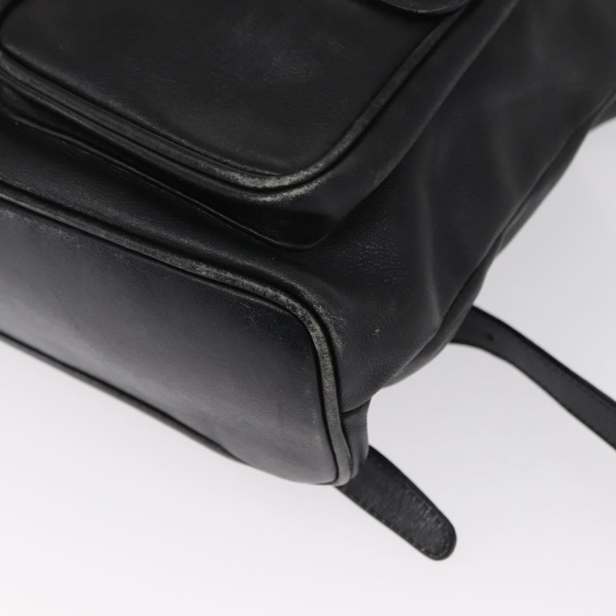 Gucci Vintage Bamboo Leather Black Leather Backpack Bag (Pre-Owned)