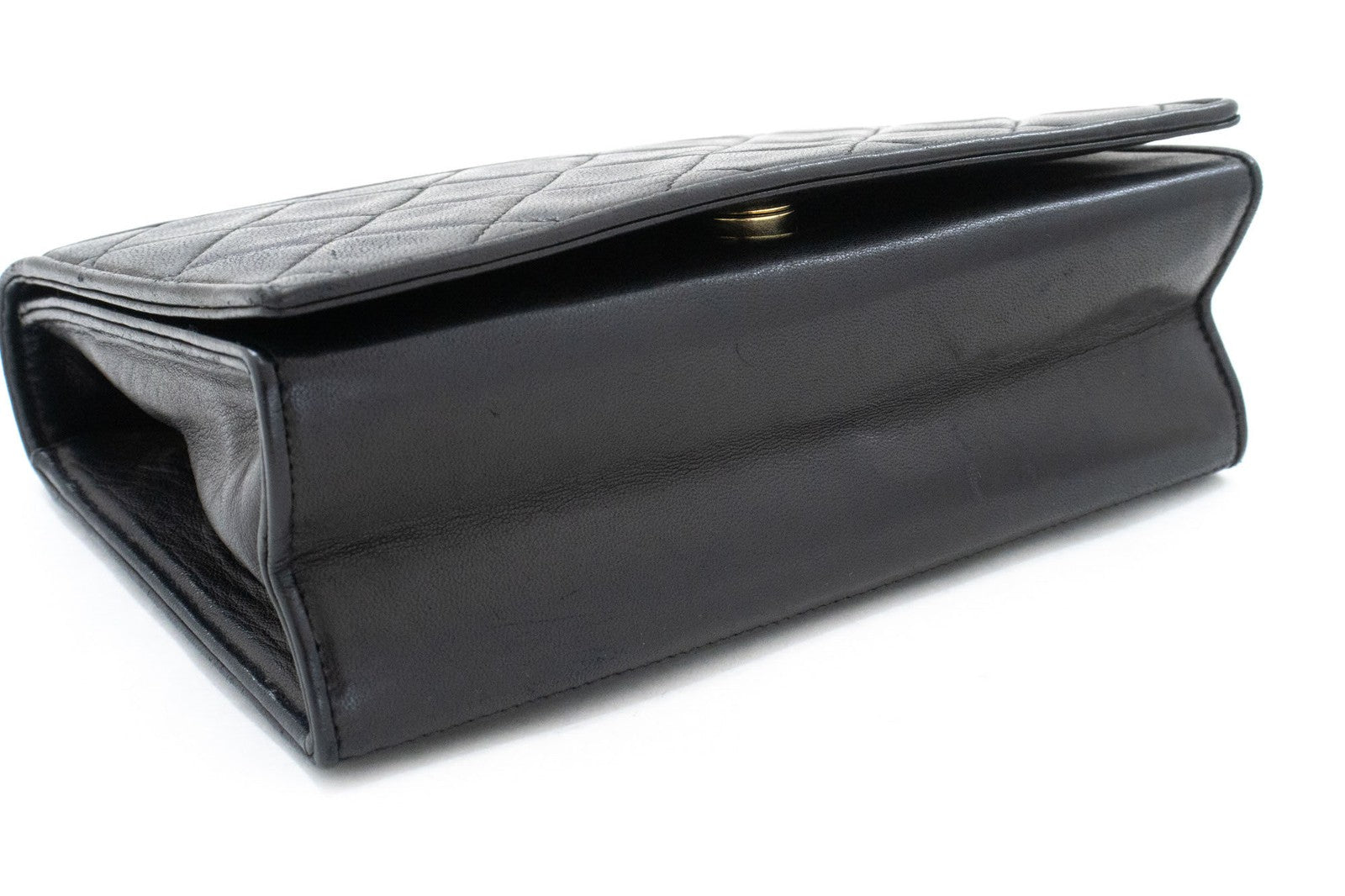 Chanel Vintage Curve Cc Flap Quilted Lambskin Black Leather Shoulder Bag Bag (Pre-Owned)