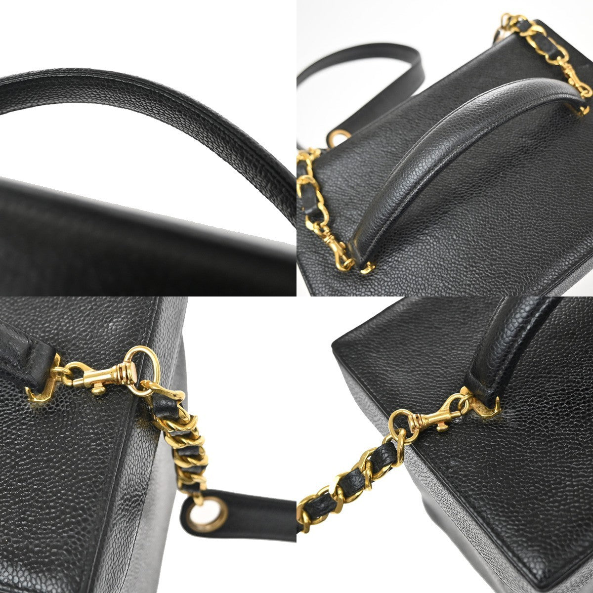 Chanel Vintage Vanity Case Calfskin Black Leather Handbag (Pre-Owned)