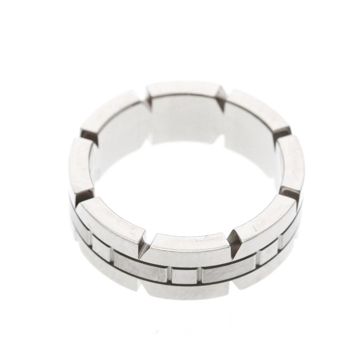 Cartier Tank Francaise 18K White Gold Silver White_Gold Ring Jewelry (Pre-Owned)