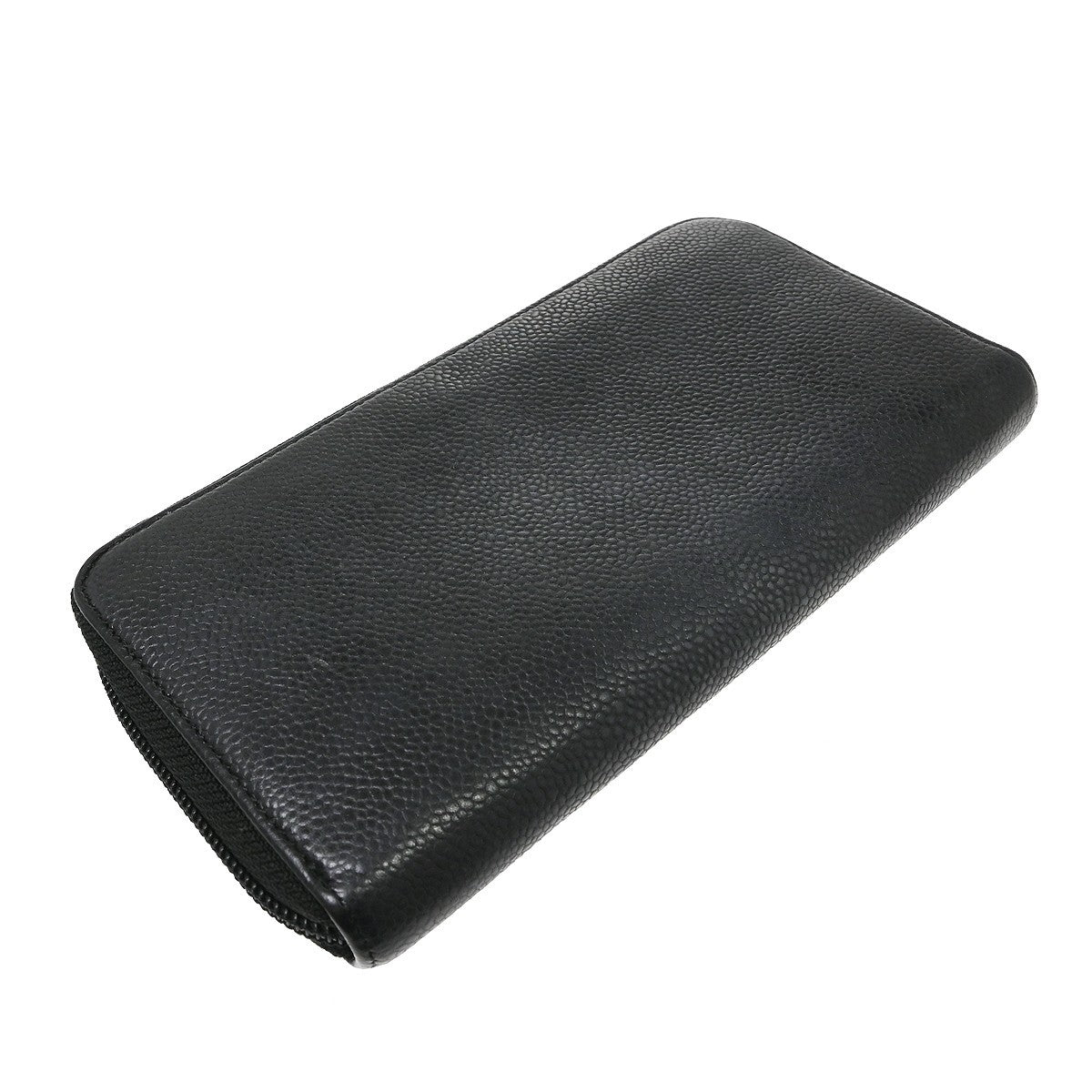 Chanel Portefeuille Long Cc Logo Caviar Skin Black Leather Wallets Accessory (Pre-Owned)
