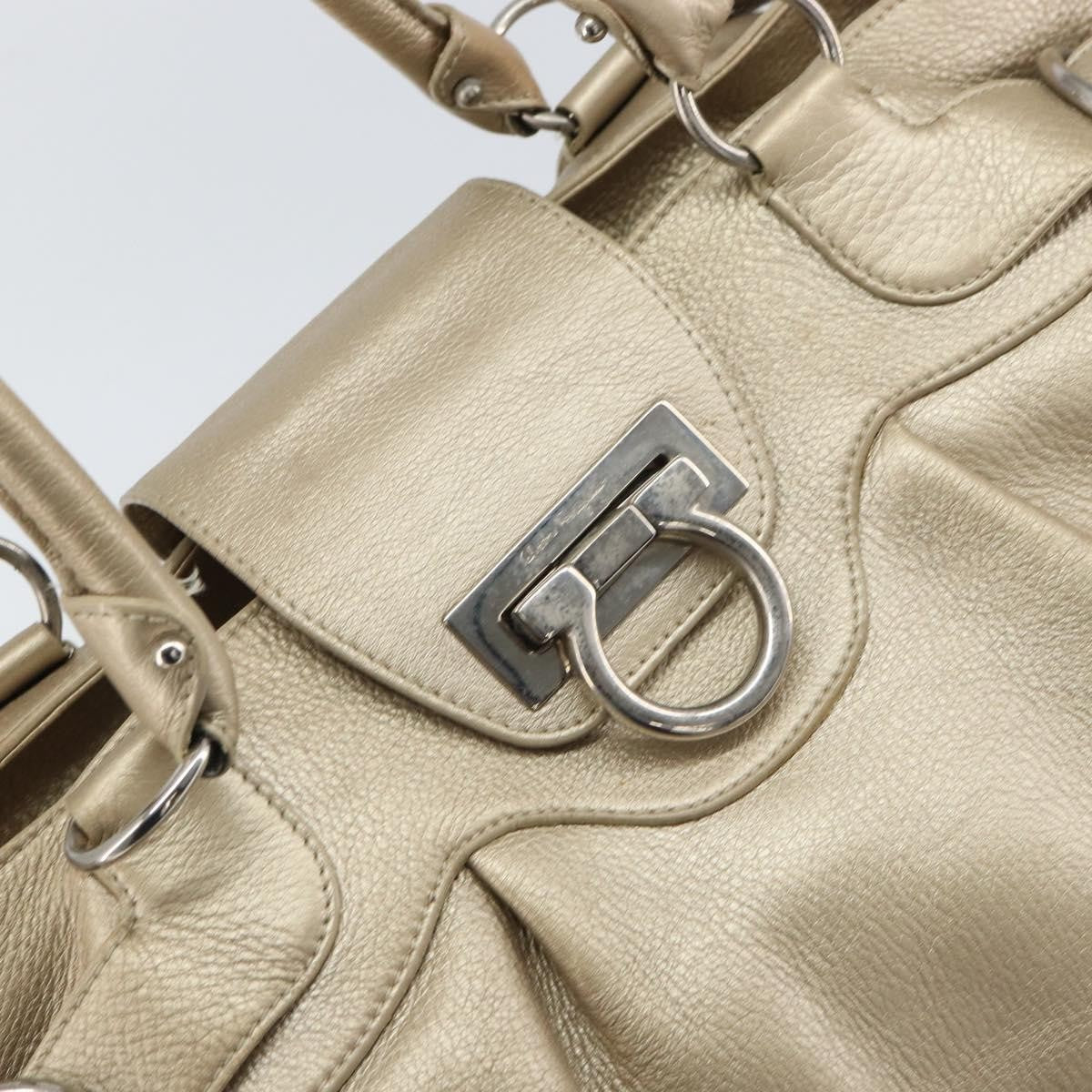 Salvatore Ferragamo Gancini Leather Gold Leather Handbag (Pre-Owned)