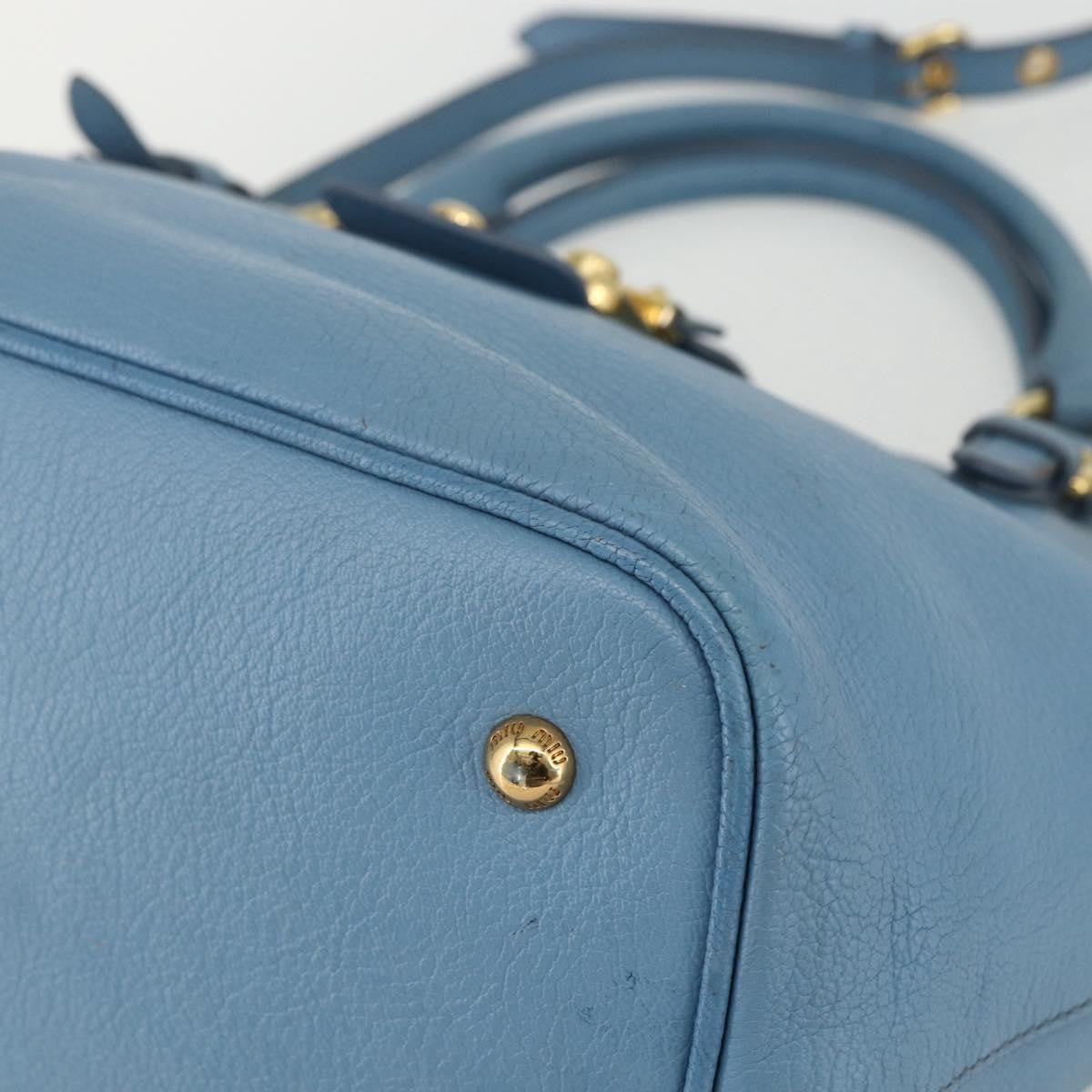 Miu Miu Madras Convertible Lock Leather Blue Leather Tote Bag Bag (Pre-Owned)