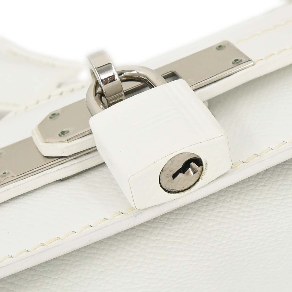 Hermes Kelly White Epsom With Palladium Hardware White Leather Handbag (Pre-Owned)