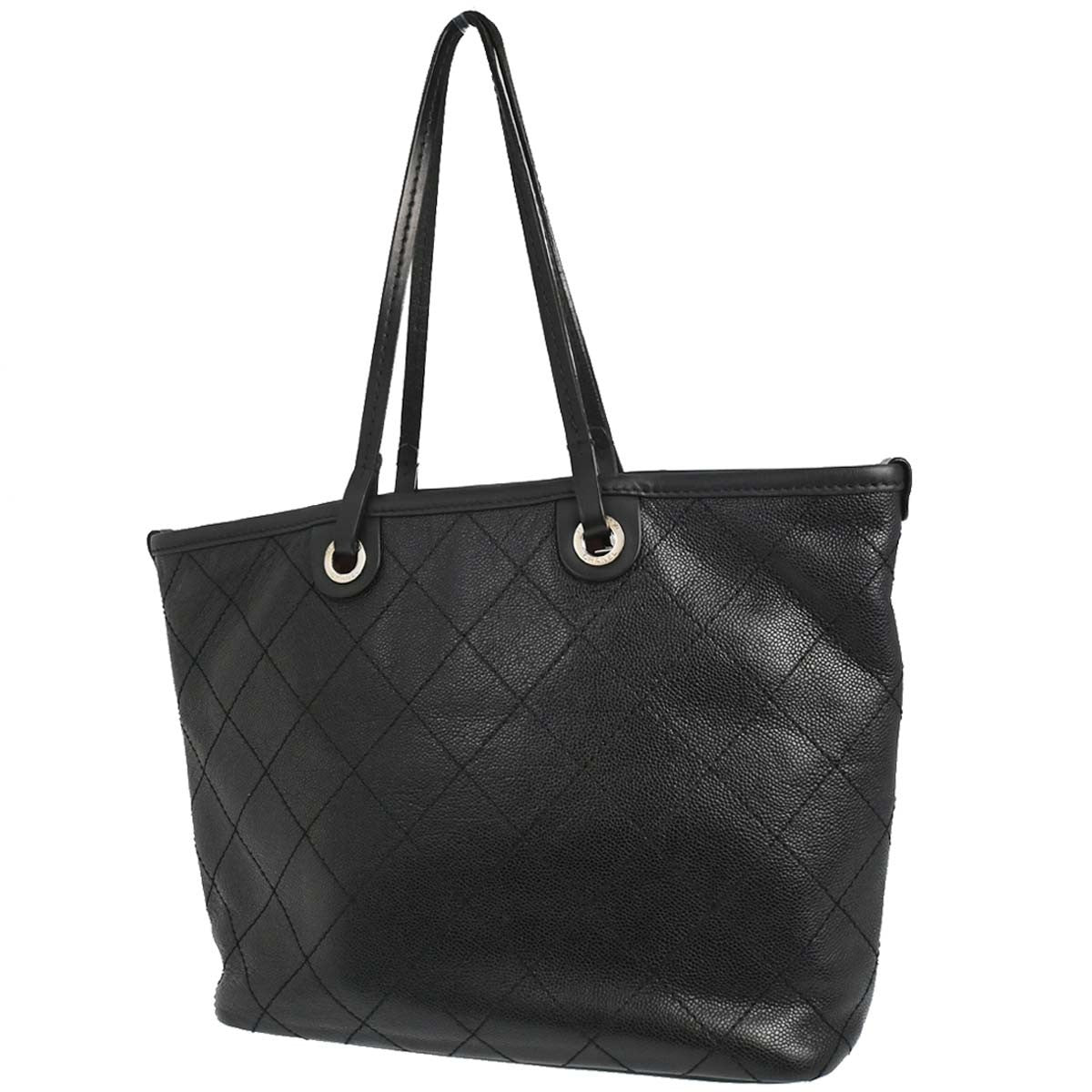 Chanel Fever Tote Quilted Caviar Black Calfskin Tote Bag Bag (Pre-Owned)