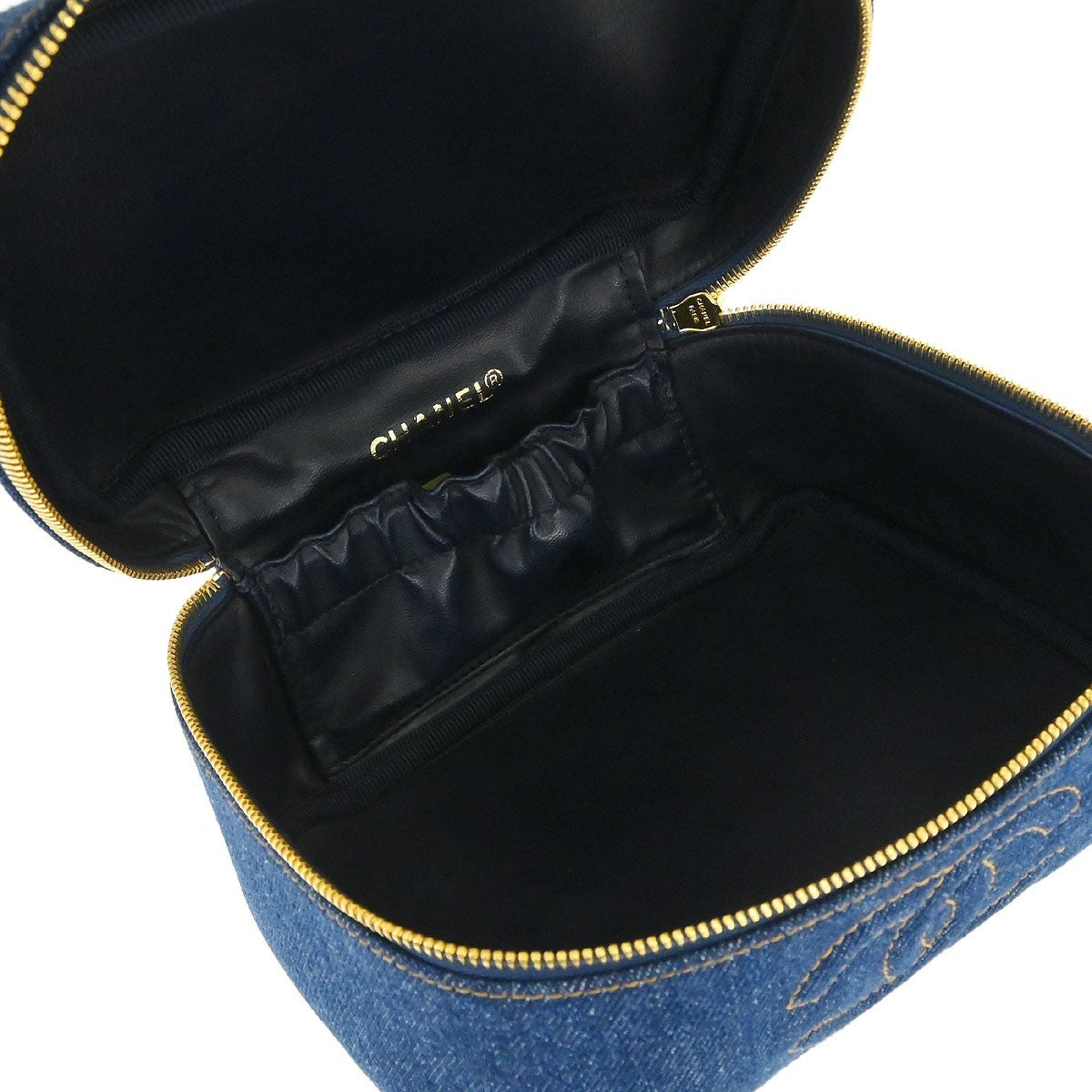 Chanel Vintage Timeless Cosmetic Case Denim Blue Denim_Jeans Handbag (Pre-Owned)