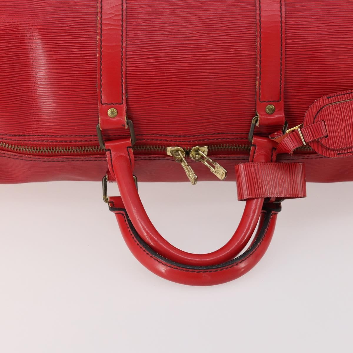 Louis Vuitton Keepall Epi Leather Red Leather Travel Bag Bag (Pre-Owned)