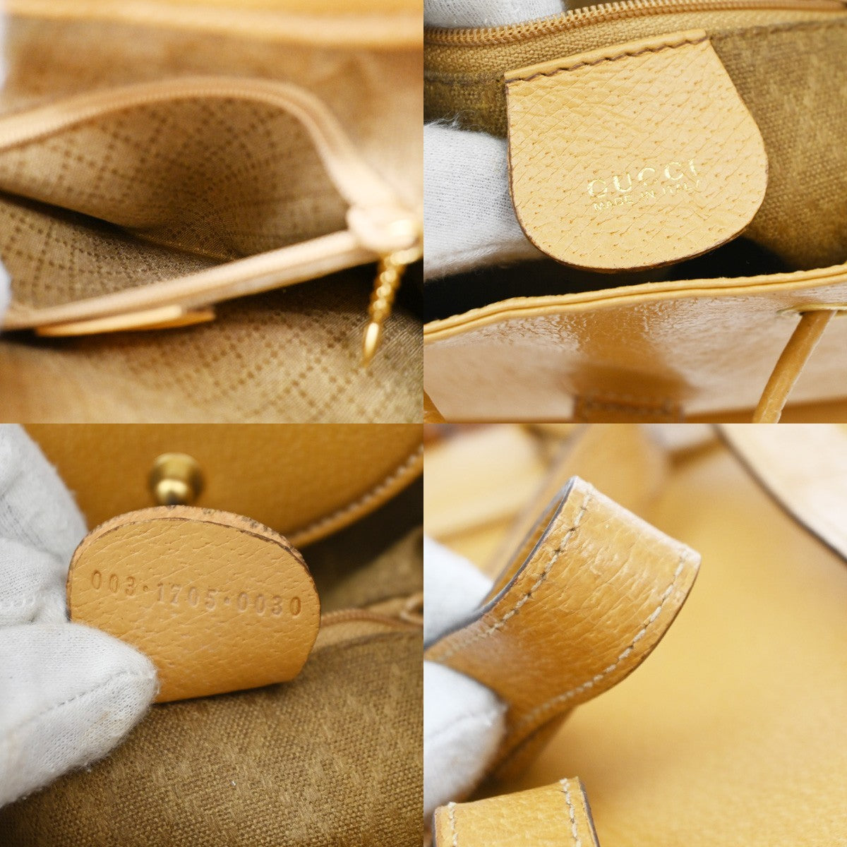 Gucci Vintage Bamboo Leather Yellow Leather Backpack Bag (Pre-Owned)