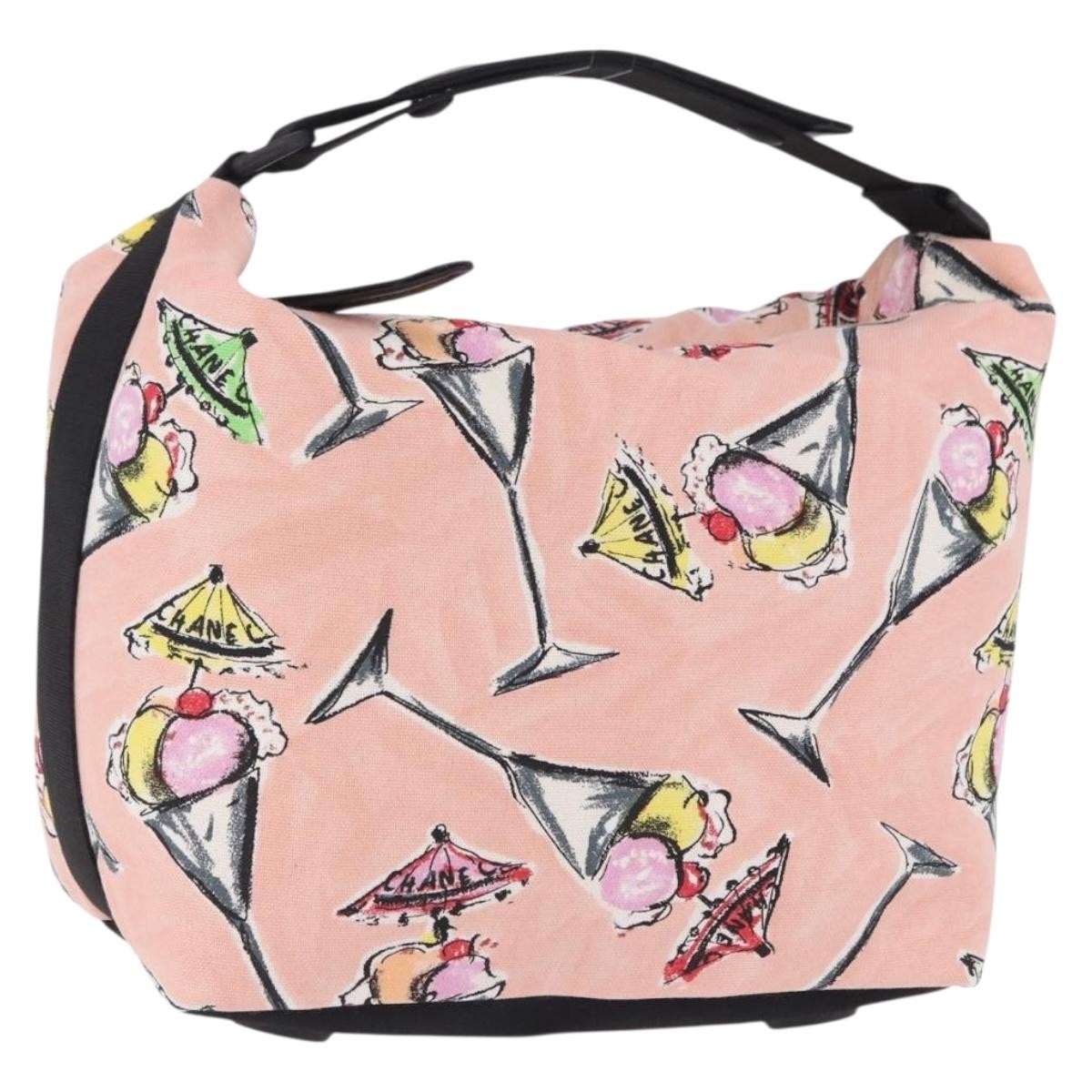 Chanel Ice Cream Sundae Printed Canvas Pink Canvas Shoulder Bag Bag (Pre-Owned)
