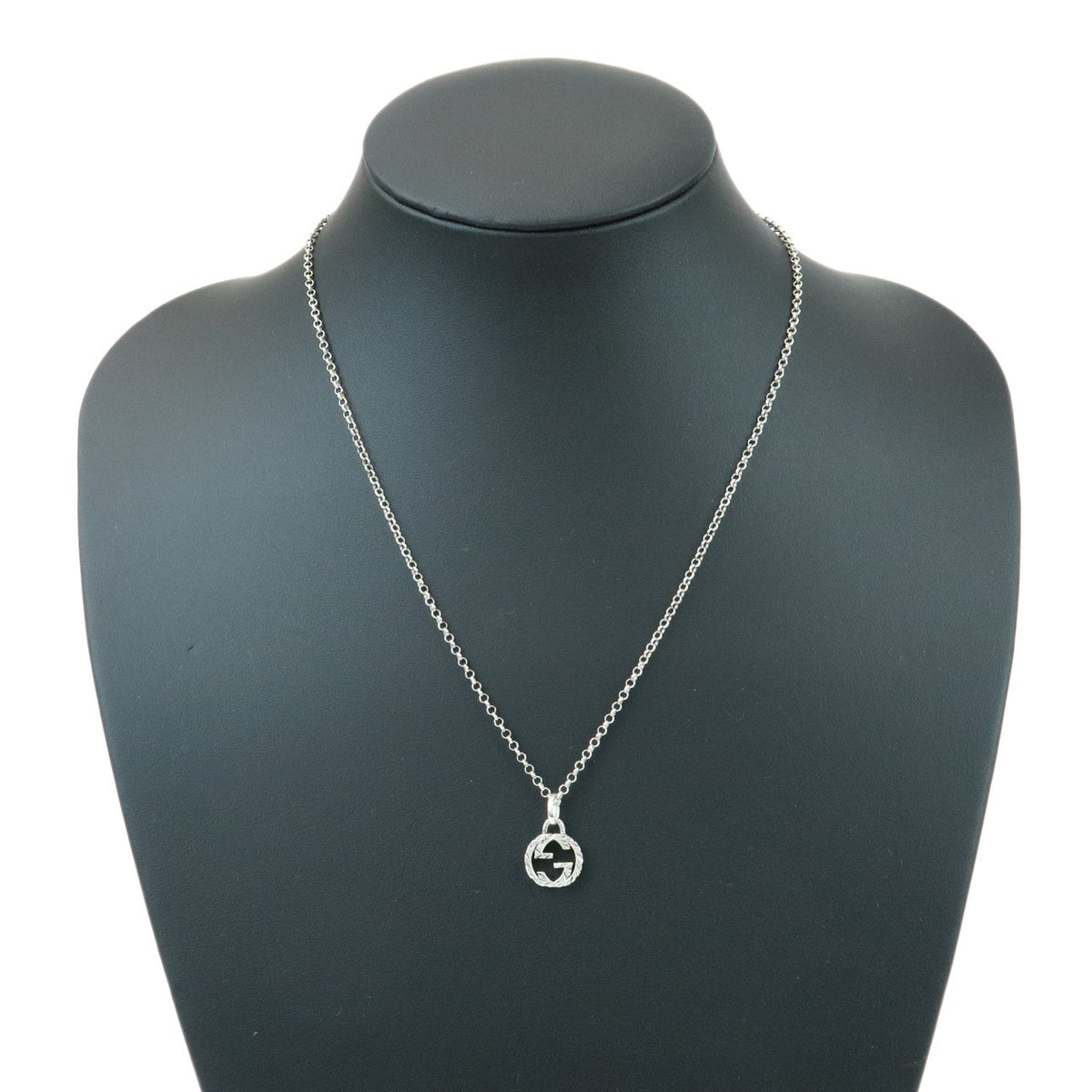 Gucci Engraved Interlocking G Chain Link Pendant Sterling Silver Silver Silver Necklace Jewelry (Pre-Owned)