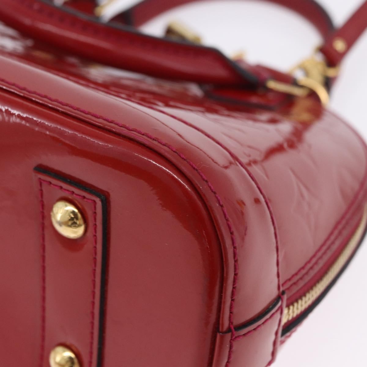 Louis Vuitton Alma Monogram Vernis Red Patent_Leather Handbag (Pre-Owned)