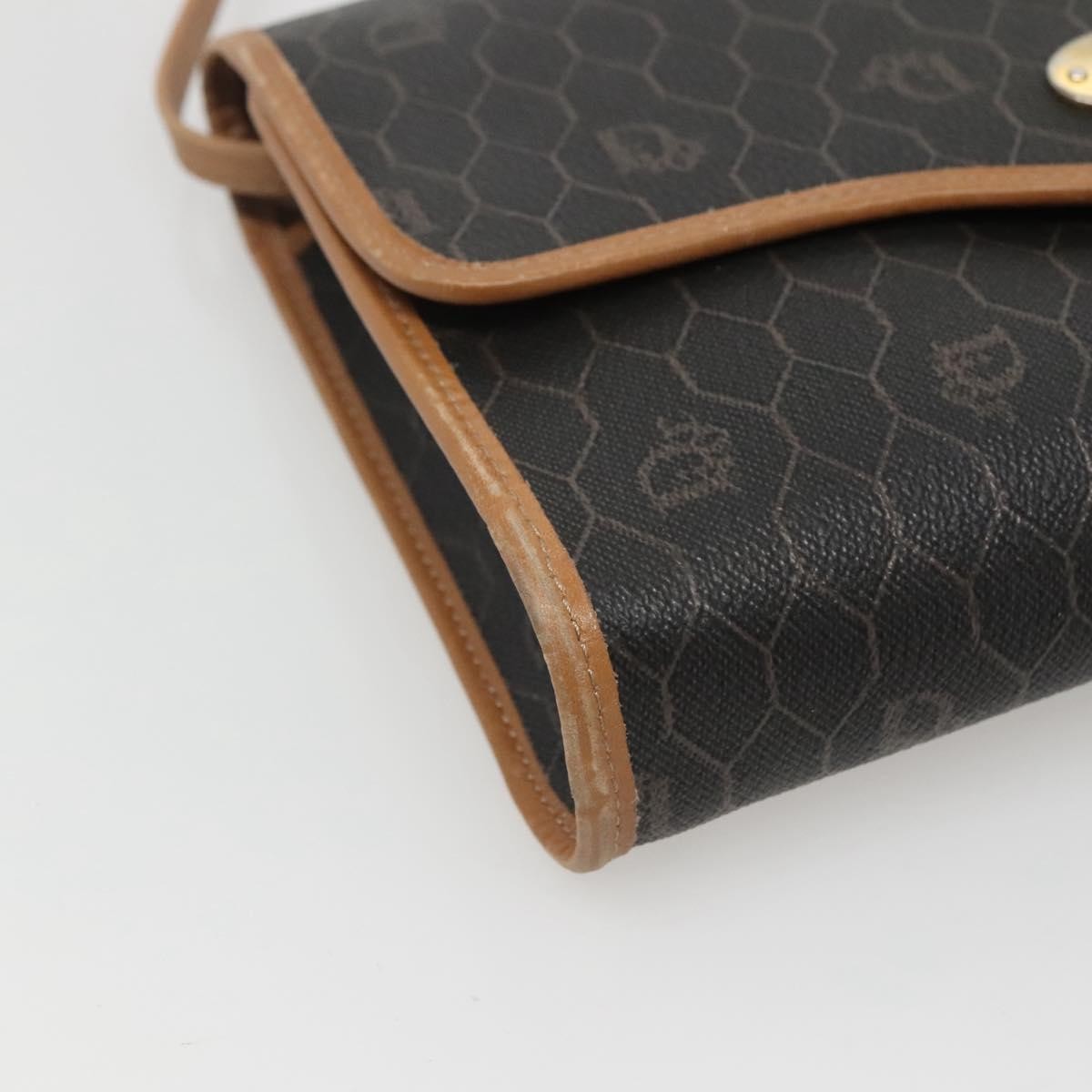 Christian Dior Vintage Honeycomb Flap Coated Canvas Black Canvas Shoulder Bag Bag (Pre-Owned)