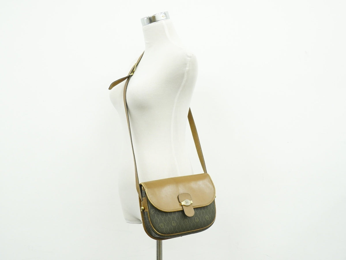 Christian Dior Vintage Honeycomb Canvas Brown Canvas Shoulder Bag Bag (Pre-Owned)