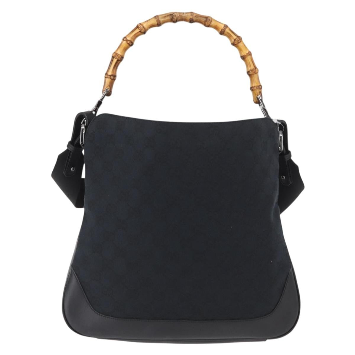 Gucci Diana Bamboo Gg Canvas Black Canvas Shoulder Bag Bag (Pre-Owned)