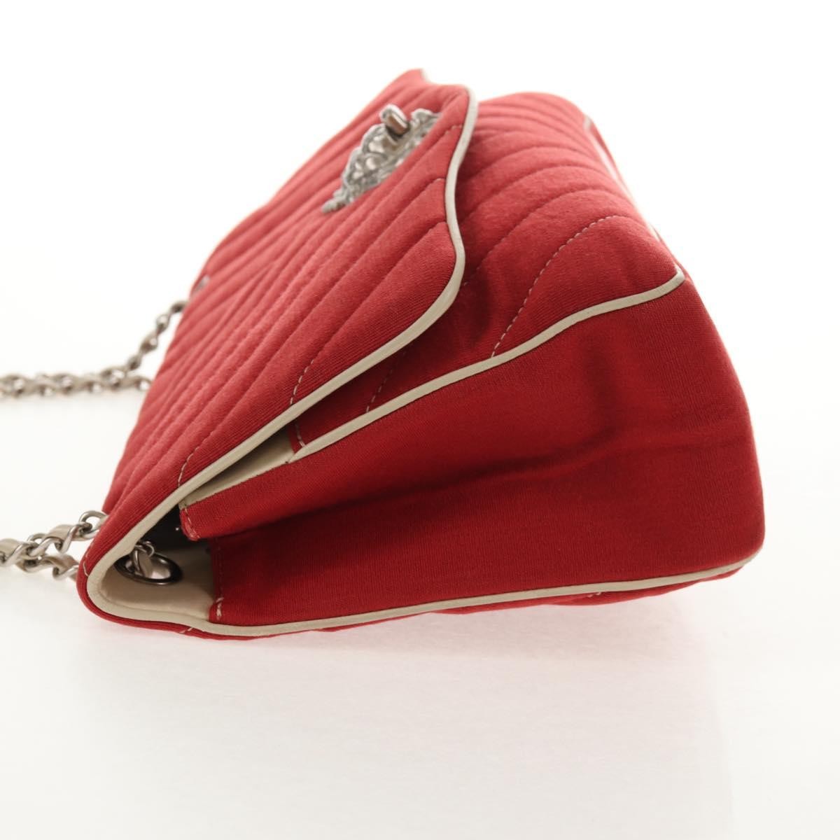 Chanel Leo Lion Flap Chevron Jersey Red Cotton Shoulder Bag Bag (Pre-Owned)