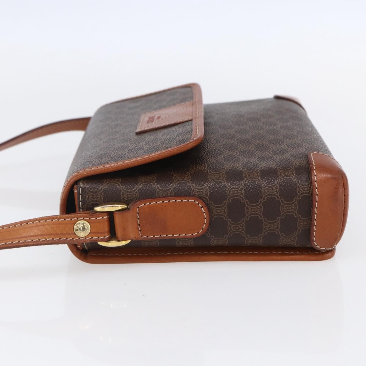 Celine Vintage Macadam Canvas And Leather Brown Canvas Shoulder Bag Bag (Pre-Owned)
