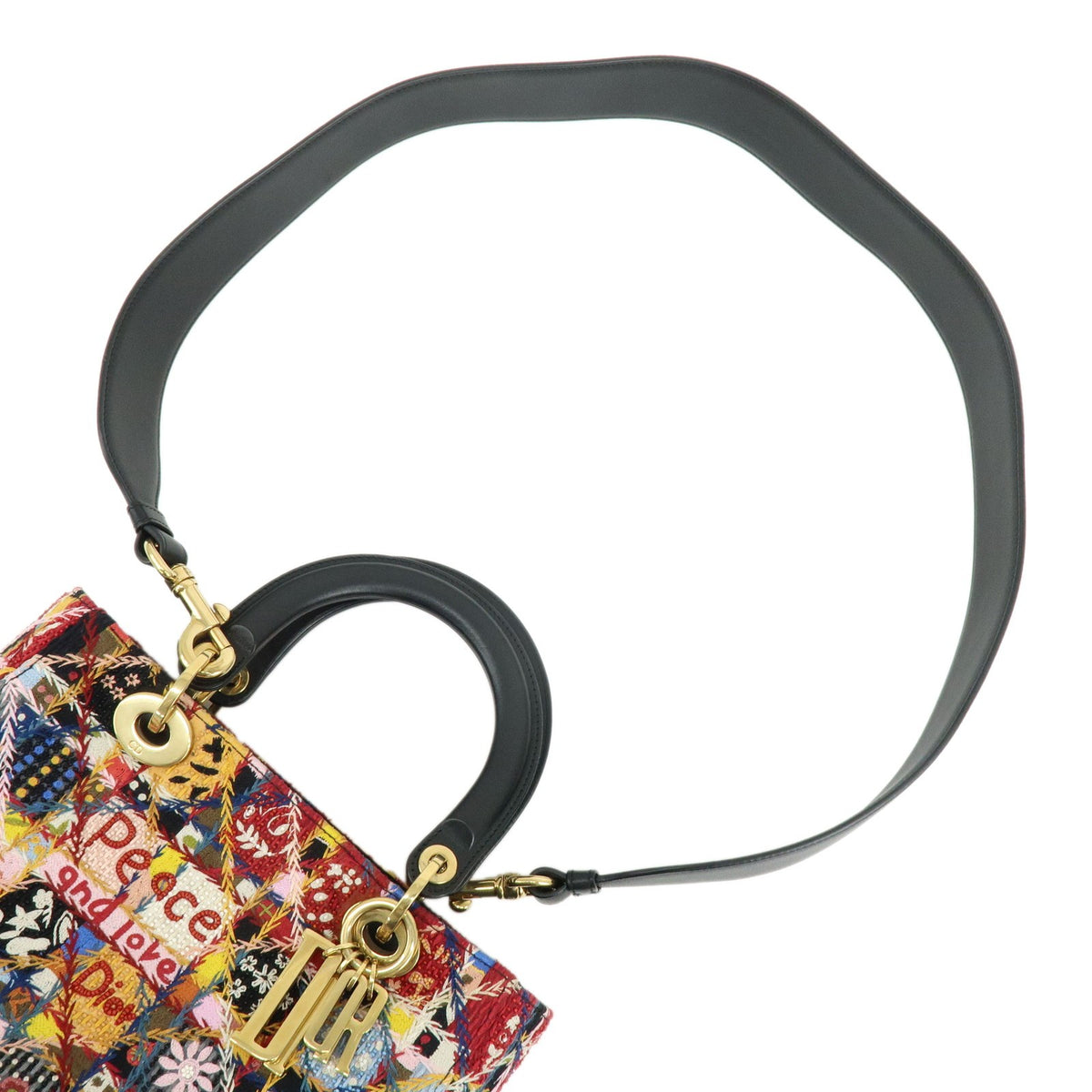 Christian Dior Lady Dior Embroidered Canvas Multicolour Beads Handbag (Pre-Owned)