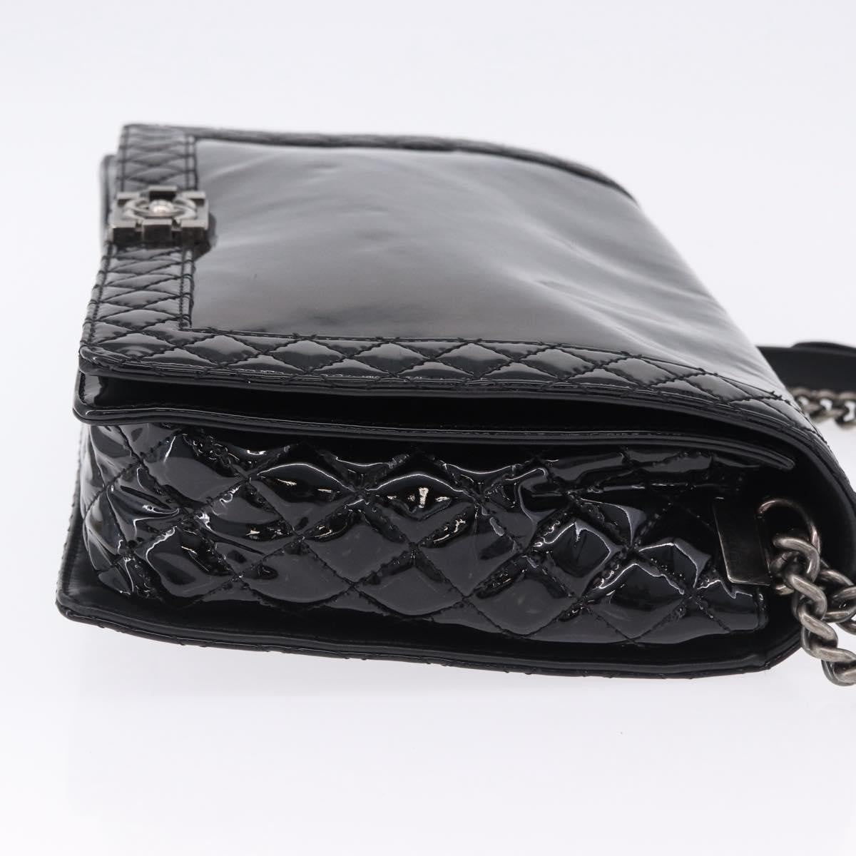 Chanel Reverso Boy Flap Patent Black Patent_Leather Shoulder Bag Bag (Pre-Owned)