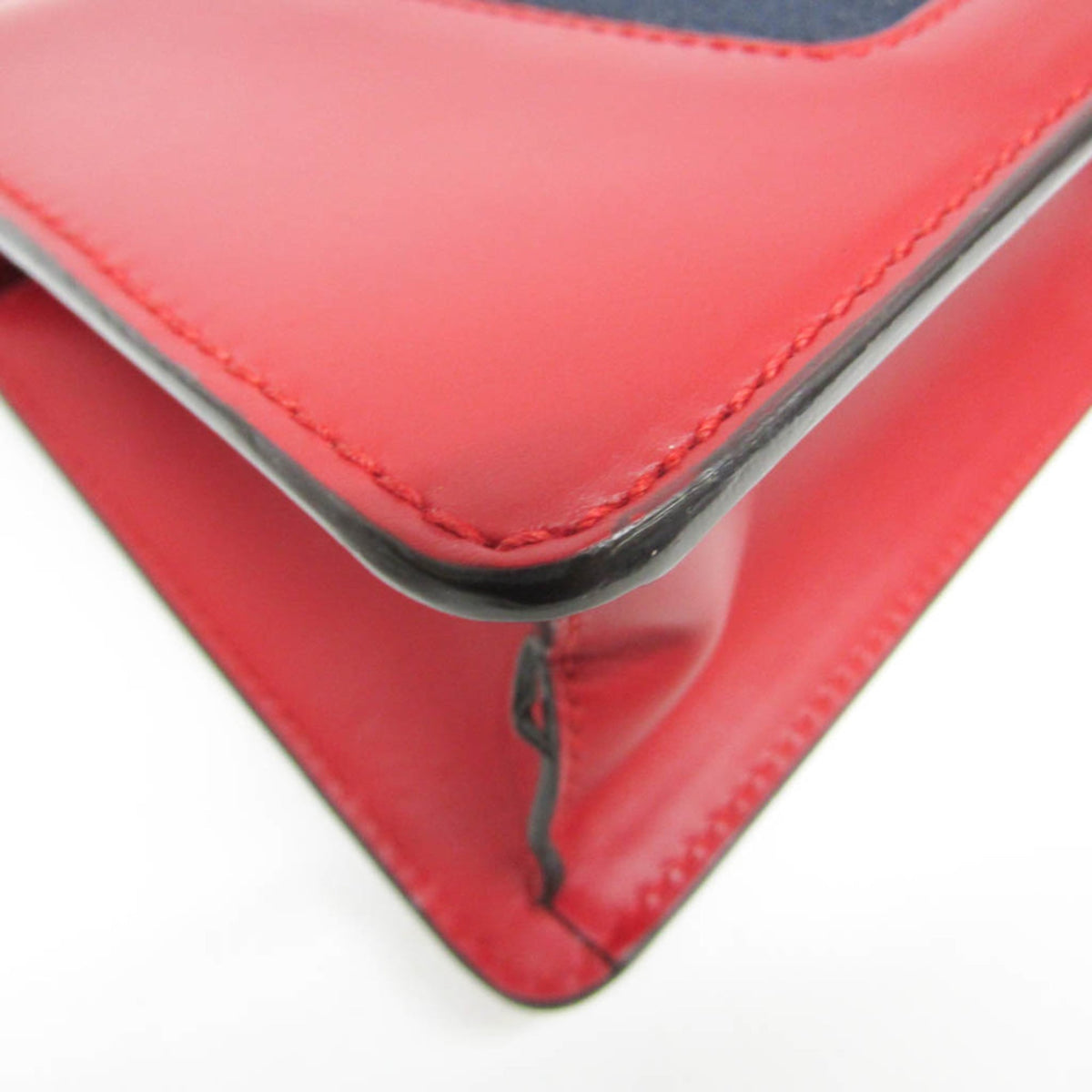 Gucci Sylvie Top Handle Leather Red Leather Handbag (Pre-Owned)