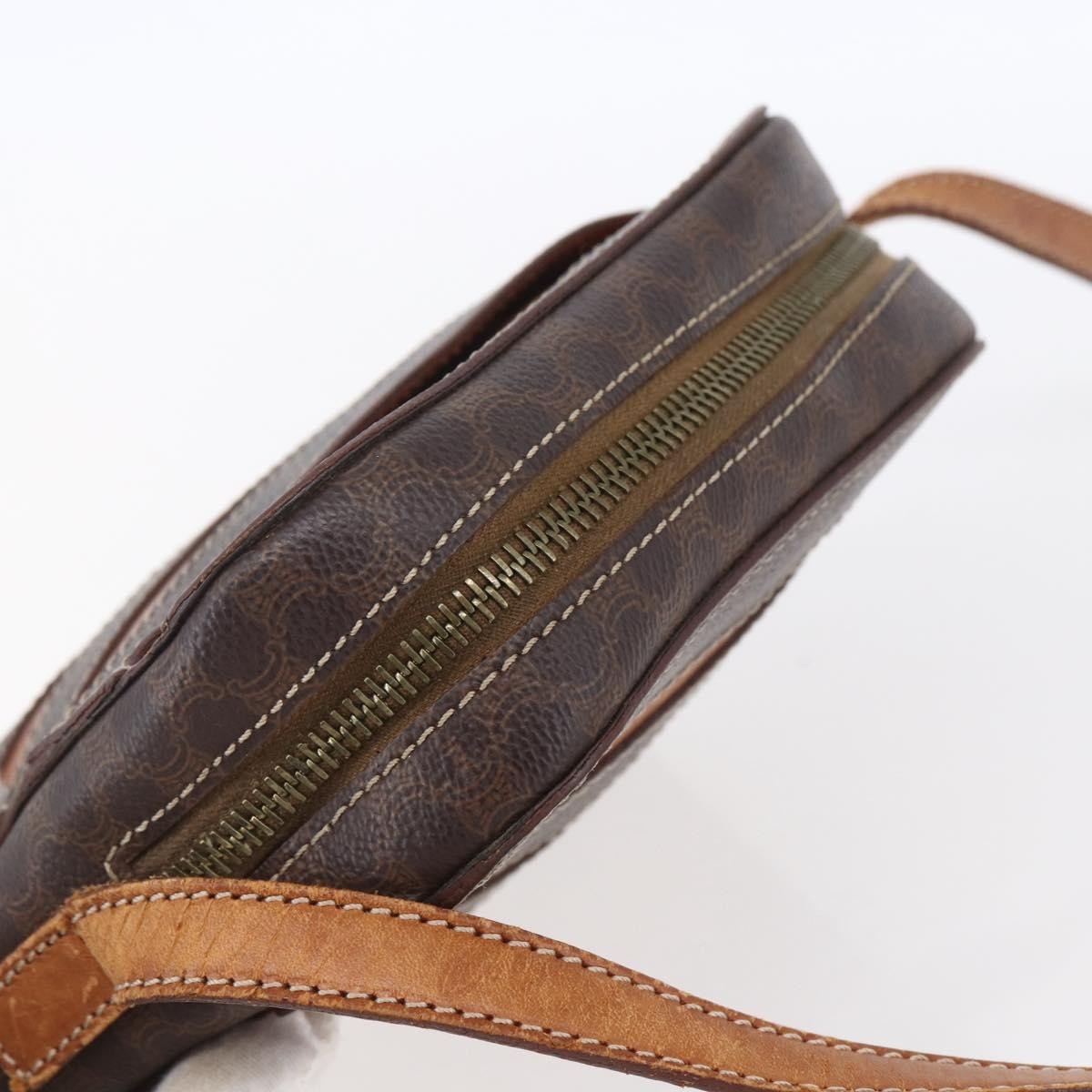 Celine Vintage Macadam Canvas And Leather Brown Canvas Shoulder Bag Bag (Pre-Owned)