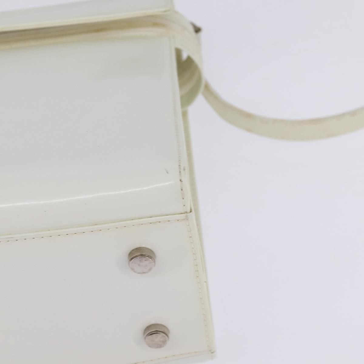 Salvatore Ferragamo Gancini Patent Leather White Patent_Leather Handbag (Pre-Owned)