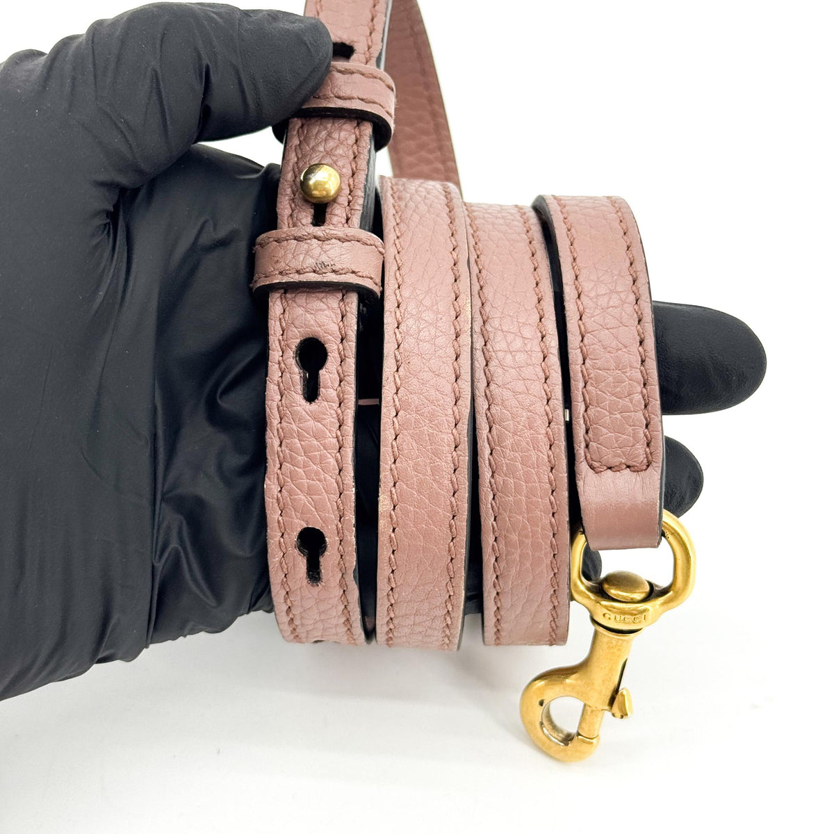 Gucci Gg Marmont Top Handle Leather Pink Leather Handbag (Pre-Owned)